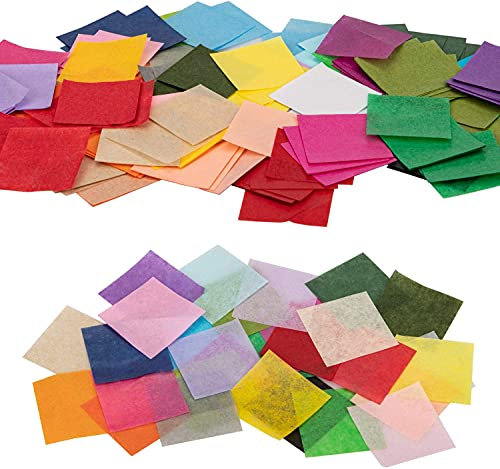Seidenpapier Quadrate,1500 PCS Krepppapier Regenbogen Seidenpapier Mini Kleine Mosaik Seidenkunstpapier zum Basteln Geschenk Scrapbooking Verzierungen Bastelpapier DIY Projekte Liefert 1 Zoll