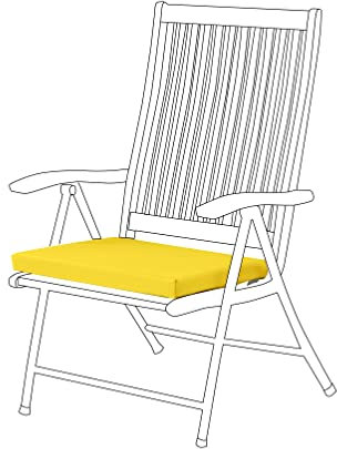 Gardenista Stuhlkissen 44 x 50 x 5 cm - Polsterauflage Auflage für Stühle/Rattanstühle Stuhlauflage mit Schleifenbändern -Wasserresistent Indoor Outdoor Sitzkissen für Gartenstuhl (Gelb, 1)