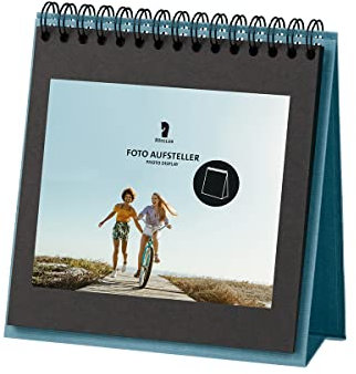 Rössler Papier 13293200915 - Foto-Tischaufsteller, mit Wire-O-Bindung, Denim, 13 Blatt, 190 x 190 mm, 1 Stück