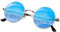 KANASTAL Runde Sonnenbrille Herren Damen Klassische Retro Polarisierte Sonnenbrille Rund mit Metallrahmen Vintage Hippie Rave Brille UV400 Schutz, Silber Rahmen Verspiegelt Blau Gläser