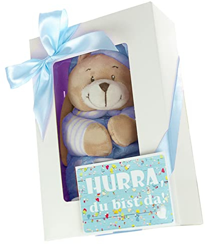 Baby Musik-Spieluhr Bär in Geschenkbox blau | + Grußkarte
