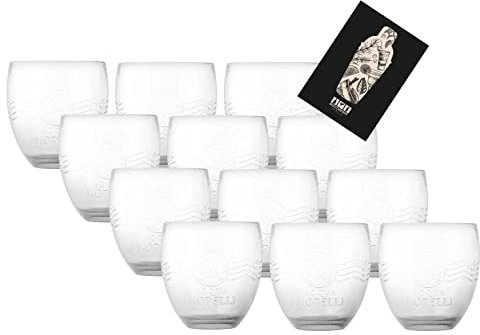 Acqua Morelli 12er Set Glas klar - 12x Wasserglas Tumbler neue Edition Relief Glas