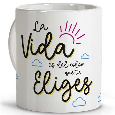 LolaPix Tazas con Mensajes. Tazas Desayuno Originales. Taza Ceramica 330 ml. Regalos con Frases. Tazas con Frases.