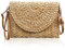 Grantop Sac à main en paille pour femme, sac à main fourre-tout à bandoulière avec sangle réglable, sac à bandoulière en paille tissée naturelle faite à la main, marron, One Size