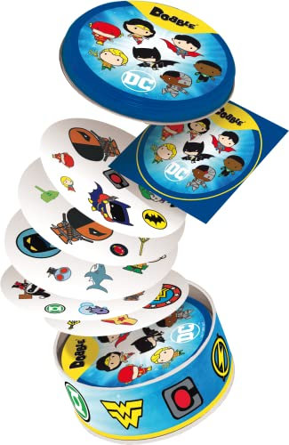 Asmodee Dobble DC Justice League, exklusiv bei Amazon, Kartenspiel, ab 6 Jahren, für 2–8 Spieler, 15 Minuten Spieldauer