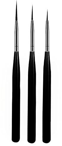 luoshaPUCY Pinceaux en Détail à Ongles, 3 Pièces Pinceau Nail Art Ongles Pinceau Liner de détail pour Ongle Gel pour dessiner des lignes DIY la Conception (Noir)