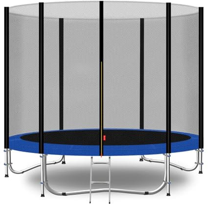 Baunsal® Trampolin Outdoor Ø 183 cm (EXD) blau als Komplettset mit Federabdeckung, Sprungmatte, Netz und Leiter - Gartentrampolin Spielzeug für Kinder