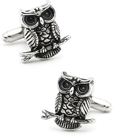 YAHOYA Herren Vintage Eule Manschettenknöpfe Qualität Messing Material Schwarze Farbe Vogel Design Manschettenknöpfe