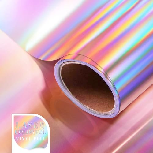 ZJTAPE Holografische Vinylfolie Plotter Selbstklebend - Spektrum Rose Gold Permanente Vinylfolie - 30,5 x 250 cm, Opal Rose Gold Glänzend Spektrum Für mit Kamee und Ausstechern für Dekoration.