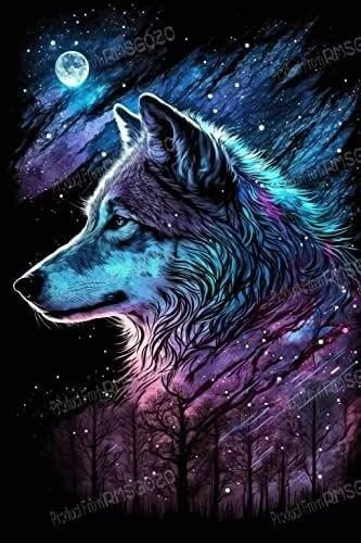 RMSGOZO Sternenlicht Wolf Puzzle Erwachsene 1000 Teile - Fantasy Tier Holzpuzzles, Pädagogisches Spaßspiel für Familie und Freunde