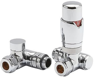Milano Chrome Thermostatic Dual Fuel Corner Heated Towel Rail Radiator Valves