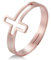 Kreuz verstellbare Ringe christliche religiöse Edelstahl Roségold Farbe Paar Ring Schmuck Geschenke für Frauen Mädchen