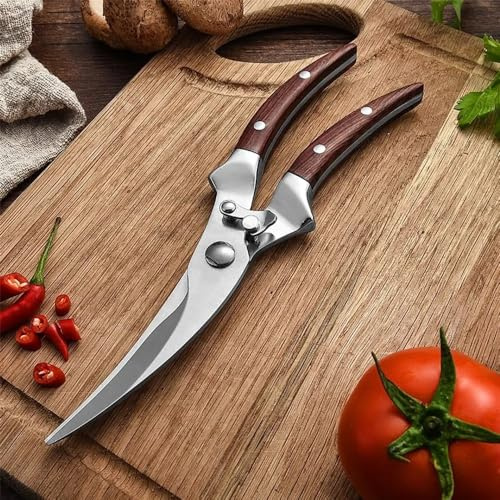 Kitchen Scissors, Multifunctional Kitchen Chicken Bone Scissors Stainless Steel Cook Scissors Knife Powerful Chicken Duck Fish Cutter Shears (Color : B)