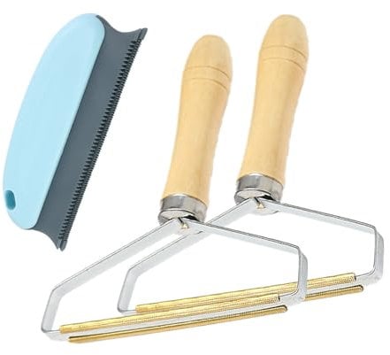 3 Pieces Carpet Scraper, Carpet Brush, Magic Lint Brush, Carpet Scraper Tool Shaver Clothes Fuzz Roller Wooden Handle Reusable For Carpets Sofas Clothing Pet Hair