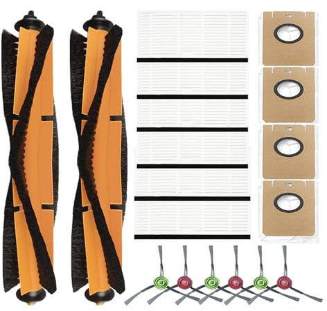 YERXPAFT Ersatz-Zubehör für ionvac SmartClean V4 selbstentleerender Roboter-Staubsauger, 2 Hauptbürsten, 6 Seitenbürsten, 6 HEPA-Filter, 4 Staubbeutel (18 Stück)