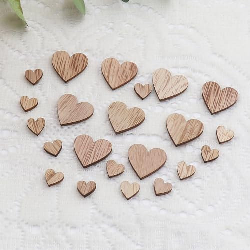 WANYIG 120 Stück Hochzeit Deko aus Holz Herzen Tischdeko Hochzeit Holzherzen Tisch Deko Taufe Deko Streudeko Holzherzen zum Basteln DIY Herz Konfetti (12MM+25MM)
