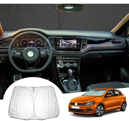 GAFAT Kompatibel mit VW Polo MK6 AW GTI 2018-2024 2025 Sonnenschutz Frontscheibe Innen, Polo MK6 Windschutzscheibe Sonnenschirm Sonnenblende, Abkühlung, UV Schutz, Polo MK6 Zubehör