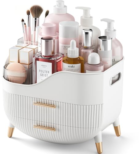 Pajiriona Makeup Organizer with Drawers,Skincare Organizer for Vanity,Storage Box with Handle,Large Cosmetic Display case for Dresser, Bathroom Countertop