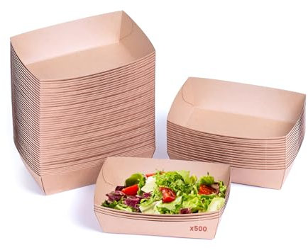 Orange packaging Paper Food Trays 500-Pack, 12x8x5 cm Disposable Trays for Food, Water & Oil-Proof Food Serving Trays, Nacho Trays, Chip Tray, Disposable Trays for Parties, Festivals, and Picnics