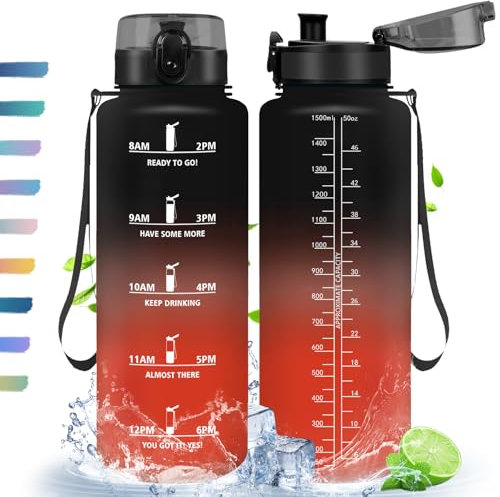 HoneyHolly Botella Agua, 1,5L, Botella de Agua Deportiva, Botella con Filtro de Agua, Libre de BPA, Botella de Agua, Cantimplora para Deportes, Fitness, Yoga, Escuela y Oficina
