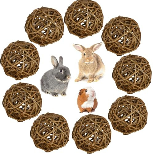 Sunshine smile 9PCS Kaubälle,Kleintiere Kauspielzeug,Zahnpflege-Kaninchen Spielzeug,Natur Weidenball Spielzeug für Kleintiere,Hasen Kauspielzeug,Hasen Zubehör,Grasspielzeug für Kaninchen Hamster