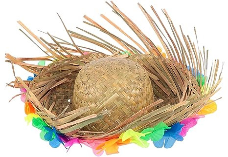COSMEVIVI Hawaiianischer Lei-strohhut Für Herren Hut Sommer Kostüm Party Decor Accessoire Cosplay Requisite