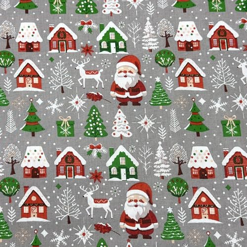 MAGAM-Stoffe Winter Season Baumwollstoff Weihnachten Oeko-Tex Meterware 50cm (Weihnachtsmann)