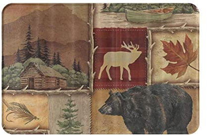 Badematte Rustikaler Bär Elch Hirsch Schmutzfangmatte Stylisch Bodem Fußabtreter Dekoration Badezimmer Matte, Für Flur, Außen & Innen, 60 x 40cm