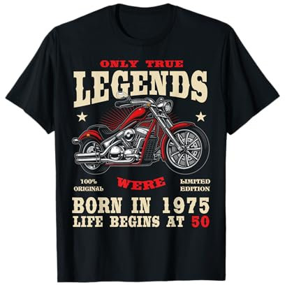 2025 | 50th Birthday Man Biker Gift Motorcycle Chopper 1975 T-Shirt