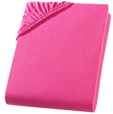 Spannbettlaken 70x140 cm Babybett – 100% Baumwolle, Jersey, Kinderbett Spannbetttuch für Matratzen bis 15 cm Höhe, Pink