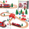 Tippi Wooden Train Set - 44 Piece Train Track With Battery Powered Train - Wooden Toys for Kids Age 3+