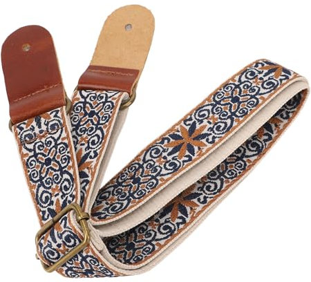 Ukulele Strap, Embroidery Style Metal Buckle Adjustable Mandolin Strap Shoulder Belt for Banjo Mandolin (Style 1