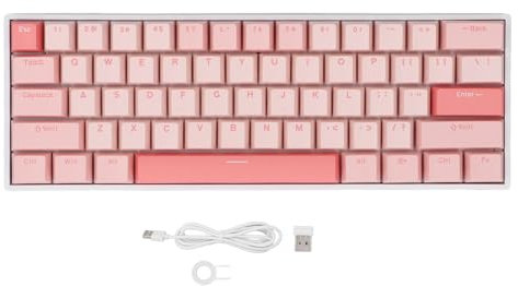 Yanmis Tastiera da Gioco Wireless o Cablata, 61 Tasti Tastiera Meccanica 60% Interruttore Rosso Wireless 2.4G Luci RGB Retroilluminate per PC Portatile, Layout Compatto