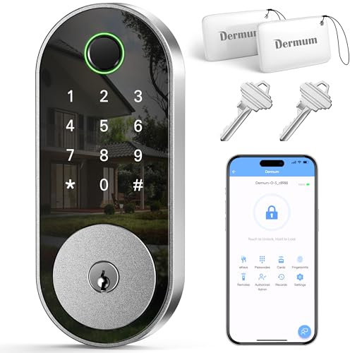 Smart Door Lock Keyless-Entry Keypad Riegel: Elektronisches Türschloss mit Code Passcode, Fingerabdruckschloss für Haustür (Silber)