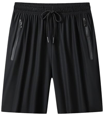 NLAND Pantalones Cortos Deportivos para Hombre Pantalones Cortos de Deporte de Secado Rápido con Bolsillos Short de Playa de Verano(Negro,XXL)
