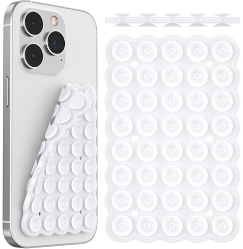Silicone Suction Cup Phone Mount Double-Sided, Sticky Grip Suction Phone Case Mount for iPhone & Android, Hands-Free Phone Accessories for Tiktok Videos & Selfies (Clear)