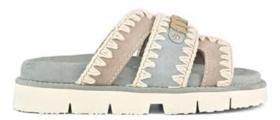 Mou Damen-Sandalen, geflochtenes Design, dicke Sohle, Grau und Beige, blau, 37 EU