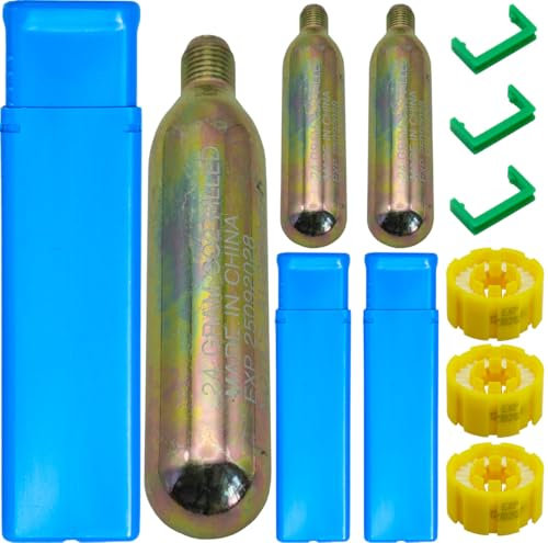 Paquete de 3 cartuchos infladores de CO₂ de 24/33 gramos de 1/2 rosca de emergencia para chalecos salvavidas, PFD y dispositivos de seguridad, esencial para deportes acuáticos, canotaje, pesca y kayak