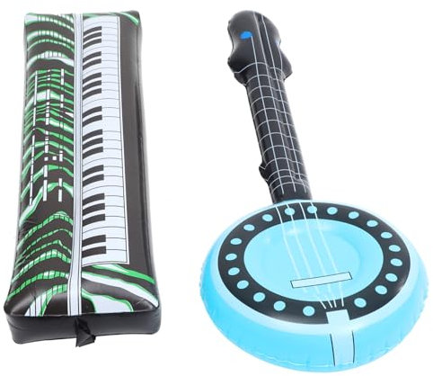 ibasenice 2stücke Teiliges Aufblasbares Musikinstrument Spielzeug Elektronisches Keyboard Und Banjo Requisiten Für Partys Hochzeiten Und Fotoshootings Farbenfrohe Dekoration Für Festliche