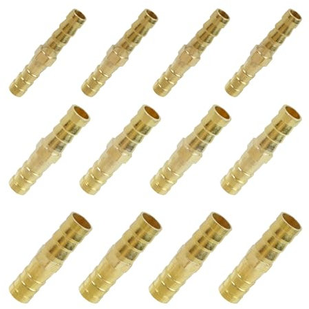 12 Pcs 6mm 8mm 10mm Brass Barb Hose Fittings, 2 Way Straight Hose Barb Fittings, Straight Connector Coupler, for Air, Fuel, and Water Pipes – Hose Connector, Brass Barb Connectors