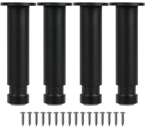 KMERCE Pieds de Meuble Réglables en Aluminium Allié - Hauteur Ajustable, Pieds de Rechange métal pour Table Basse, Armoire, Salle de Bain, Canapé, lit - Support Solide et Durable (Noir, 30CM)
