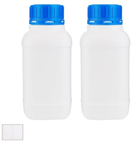 KGGZKG 2 Stücke 1000ml Weithalsflaschen mit Schraubverschluß HDPE Laborflasche Plastikflaschen Weithals-Flasche Chemiekalienflasche mit Deckel für Labor Küche oder Hobby