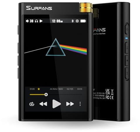 Surfans F28 (128GB) HiFi MP3 Player, Duale ESS9018 DAC-Chips,Bluetooth5.2 LDAC/aptX HD, 4.4mm Balanced-Ausgang,3.5 Touchscreen (320x480 IPS),64GB intern + erweiterbar auf 512GB