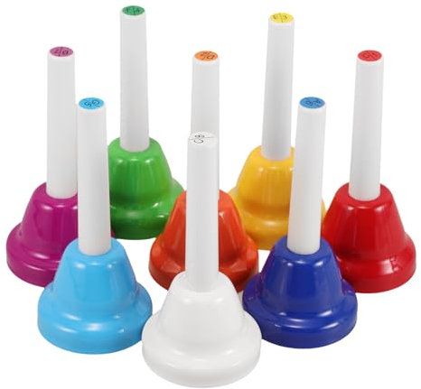 Generisch 8 Stück Teiliges Set Handglocken Noten Diatonische Handglocken für Kleinkinder Erwachsene und Festivals Musikinstrument für Musikunterricht und Partys