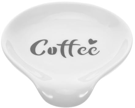 Amosfun Coffee Spoon Rest Ceramic White 10.00X9.00X1.00cm | White ceramic spoon holder, compact 10x9x1cm, holds teaspoons and stirrers, easy to clean, for coffee corner and kitchen.