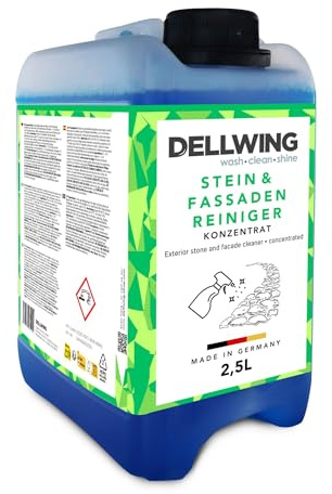 Dellwing Limpiador de piedra y fachadas 2.5 l, eliminador de verdín para fachadas, revoques, muros y piedra, concentrado, fabricado en Alemania