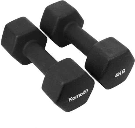 Komodo 2x Neoprene Dumbbell Bars Weightlifting Weights | Made with an iron core, Printed weight for easy indentification