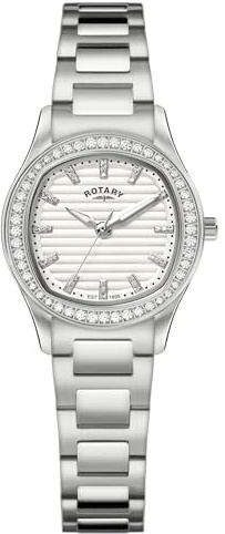 Rotary Ladies Brilliance Stone Set White Dial Stainless Steel Bracelet Watch