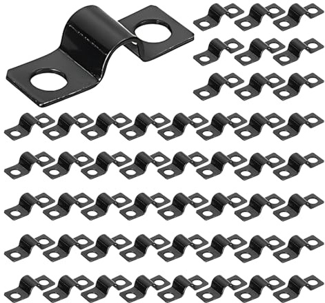 50 Pcs Fastening Clamp, U-Tube Pipe Clamp Heavy-Duty Cable Clamps Metal Double Rod Mesh Fence Fastening Accessories for Empty Pipes Pipeline Electrical Cable
