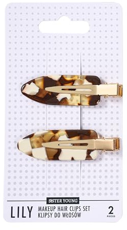 SISTER YOUNG – LILY Make-up Haarclips Set – 2 Stück – Faltenfreie Haarspangen für Make-up, Pflege & Styling – Rutschfeste Clips, sanft zum Haar, elegant & praktisch (MILK COFFEE)